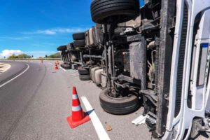 Flipped truck commercial vehicle accident